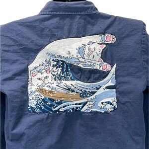 RIPNDIP The Great Wave of Nerm Ripstop Shirt Jacket Skater Skating Blue M Medium
